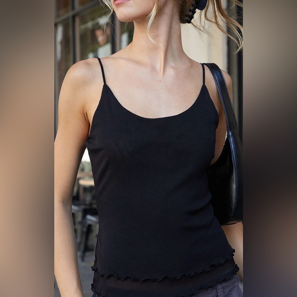 Brandy Melville Black Ava Mesh Tank Top